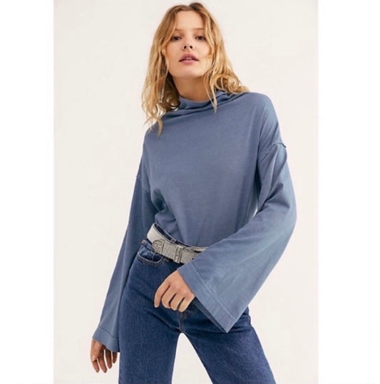 Free People We The Free Blue Mockneck - XS