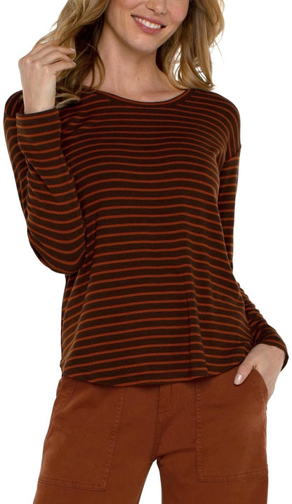 Liverpool Brown and Orange Stripe LS Top - Small
