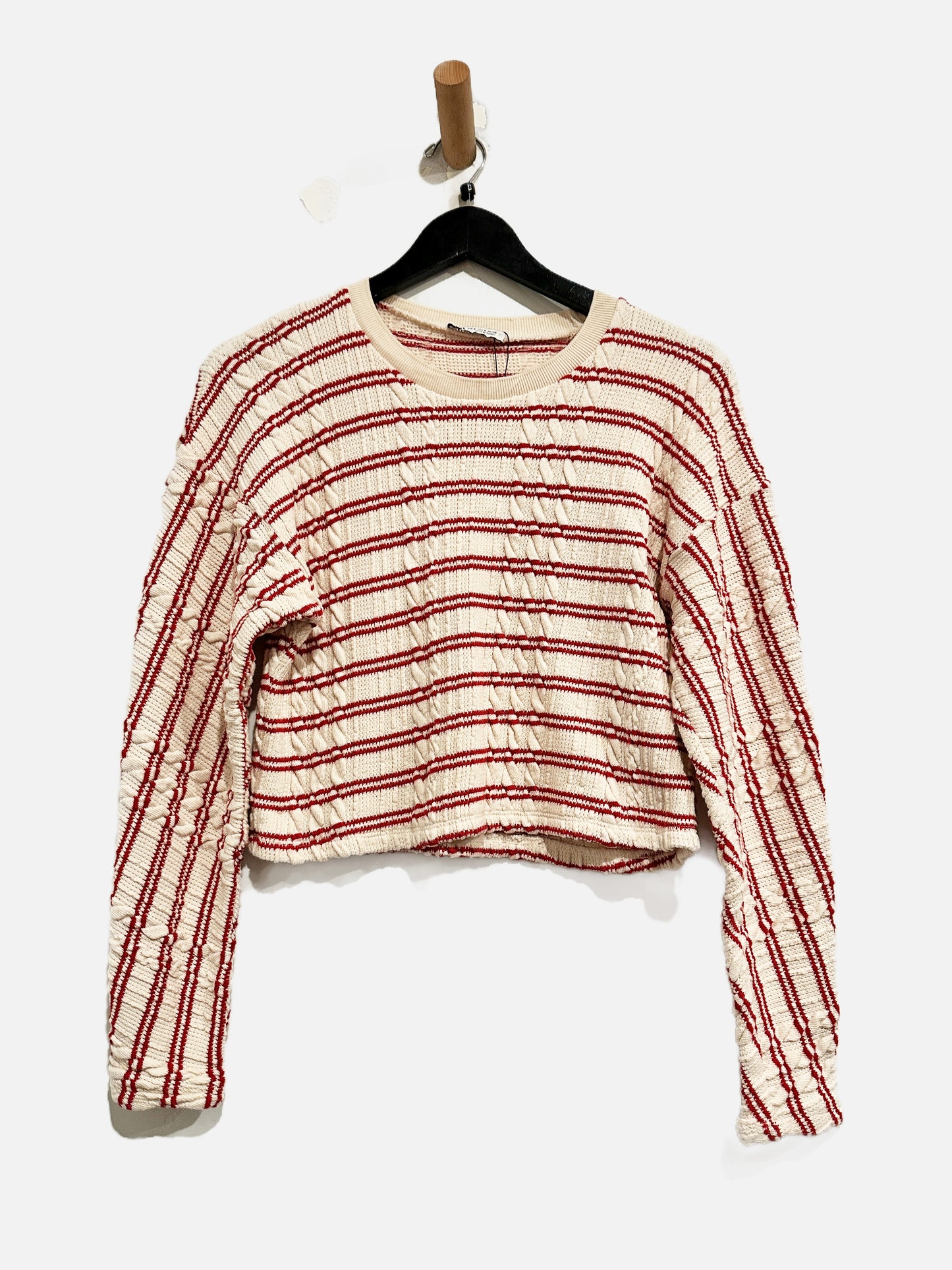 Zara Red Stripe Cable Knit Sweater - Small