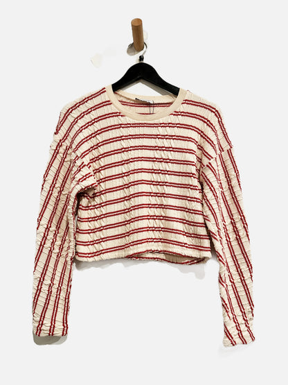 Zara Red Stripe Cable Knit Sweater - Small
