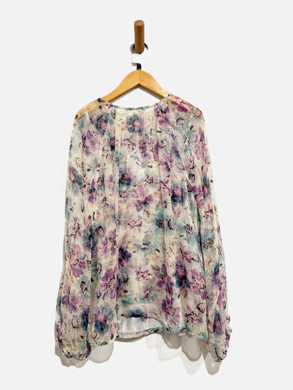 Johnny Was Glinda Silk Floral Blouse - Large