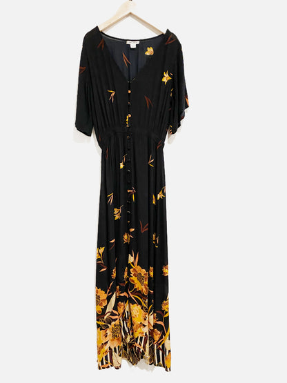 Billabong Black Floral Midi Dress - Medium