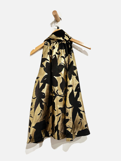 Banana Republic Factory Black and Gold Satin Halter Tank - Medium