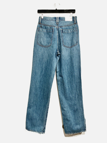Madewell The Perfect Vintage Straight Jean in Deforst Wash: Side-Slit Edition - 26
