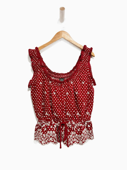 NWT Wild Fable Red and White Eyelet Tank - XS