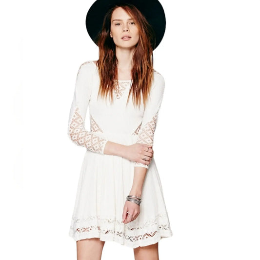 Free People To The Point Mini Dress in Cream - Small