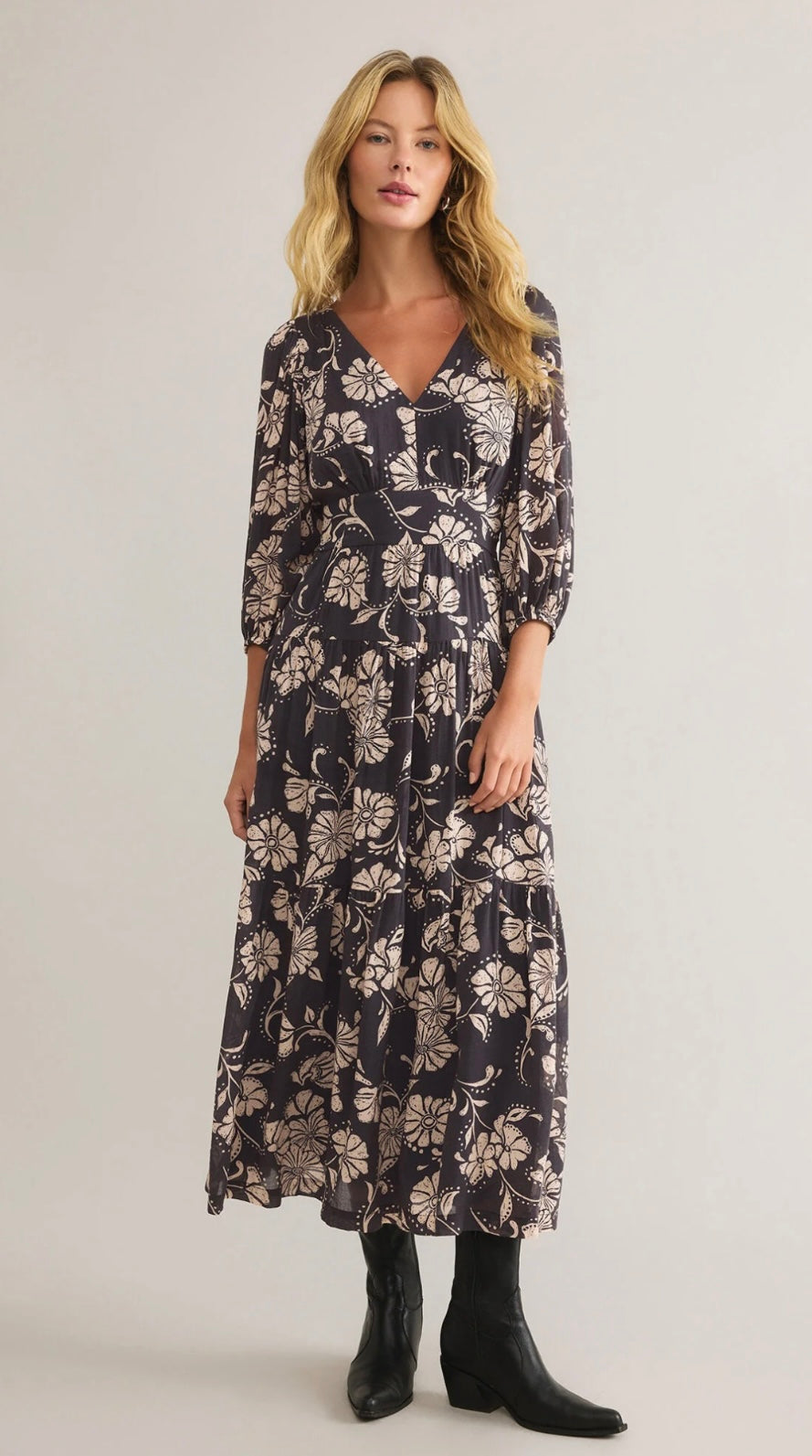 Z Supply Black Floral Maxi Dress - Medium