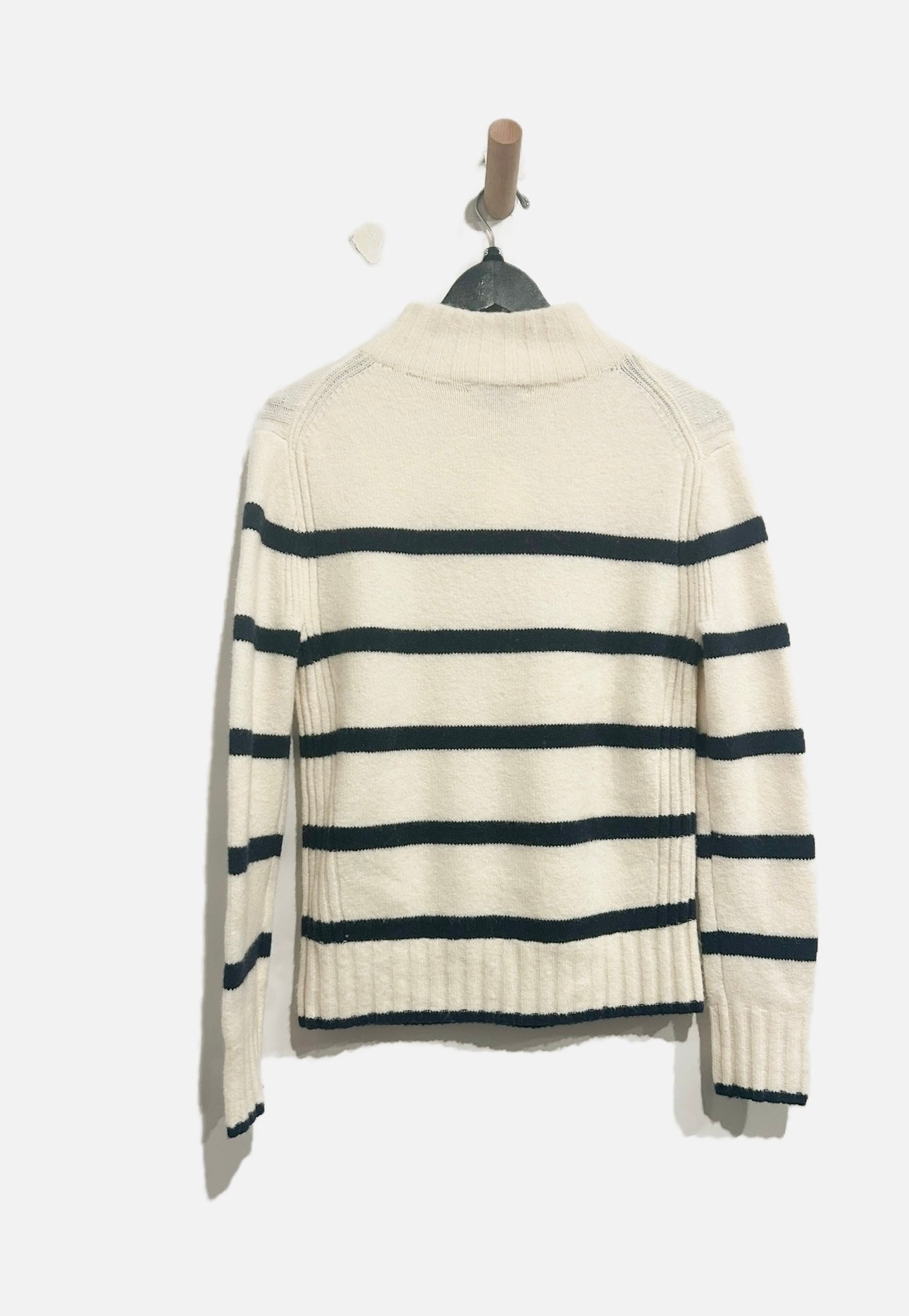 J.Crew White and Navy Stripe Mock Neck Sweater - XS