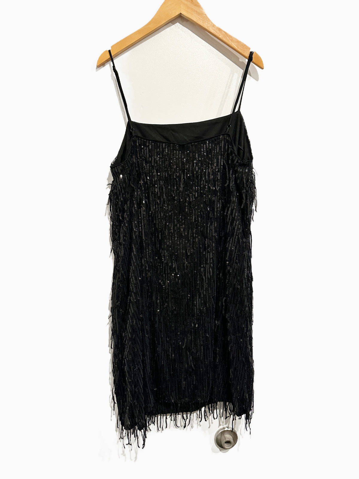 A New Day Black Sequin Fringe Mini Dress - Medium