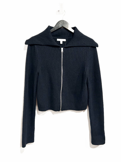 Banana Republic Navy Ribbed Bomber Sweater with Cashmere - Large