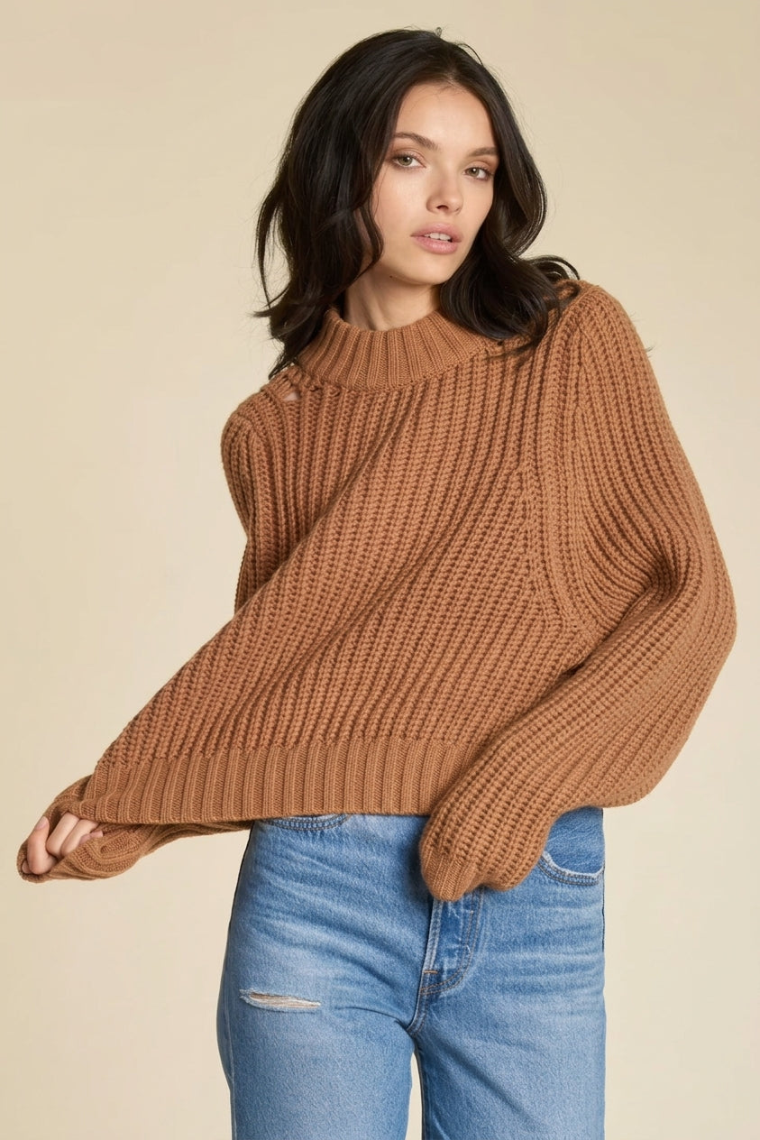 dRA Los Angeles Maisie Chunky Knit Sweater in Tan - Small