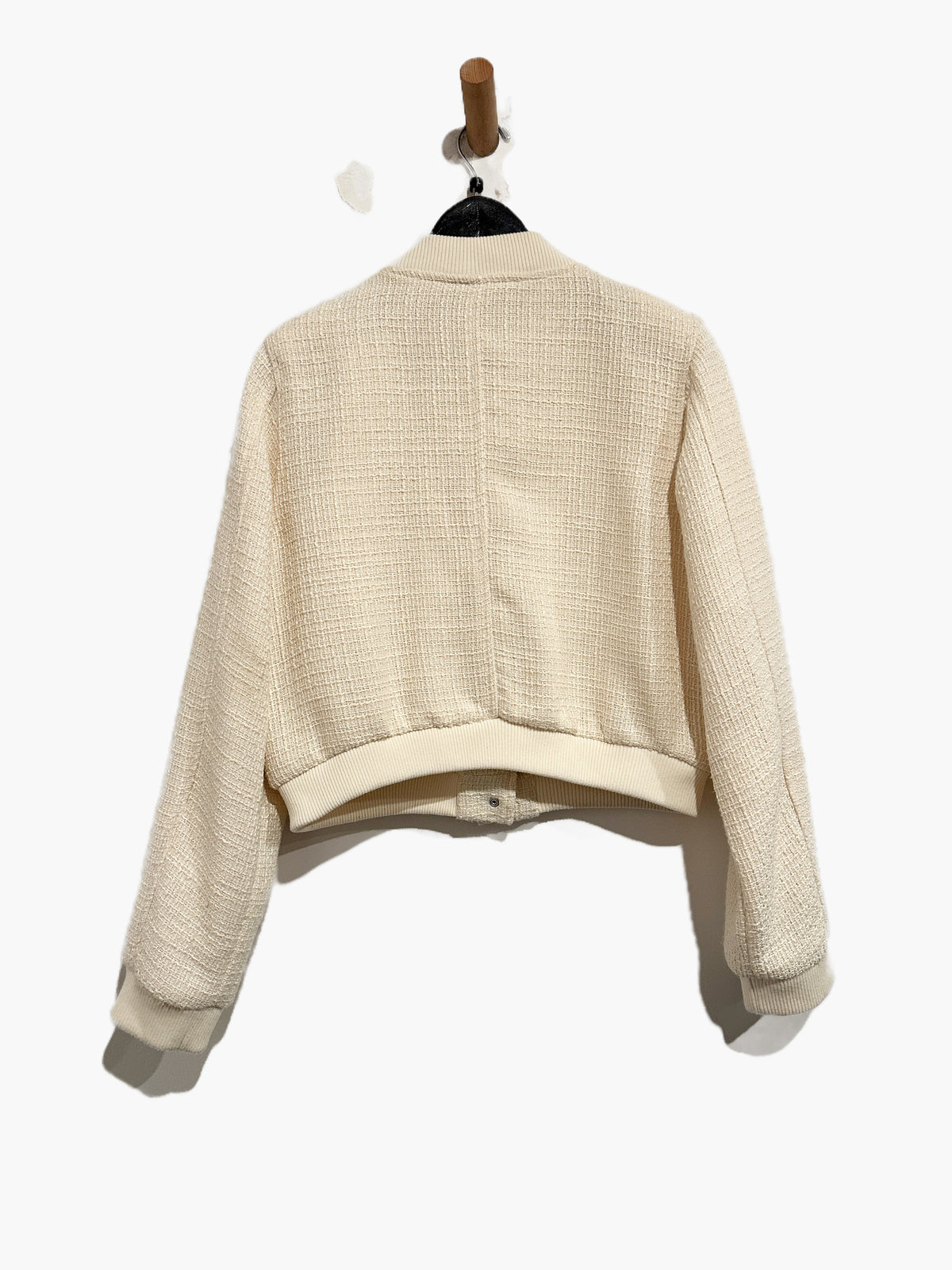 Jason Wu Cream Tweed Bomber Jacket - Large