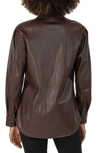 Kut Henrietta Chocolate Vegan Leather Shacket - XS