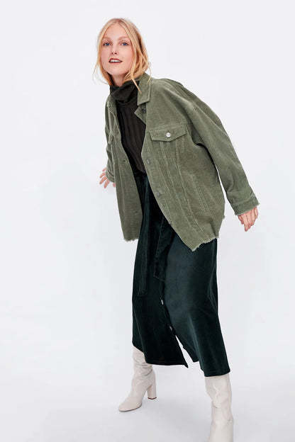 Zara Green Corduroy Shacket - Medium