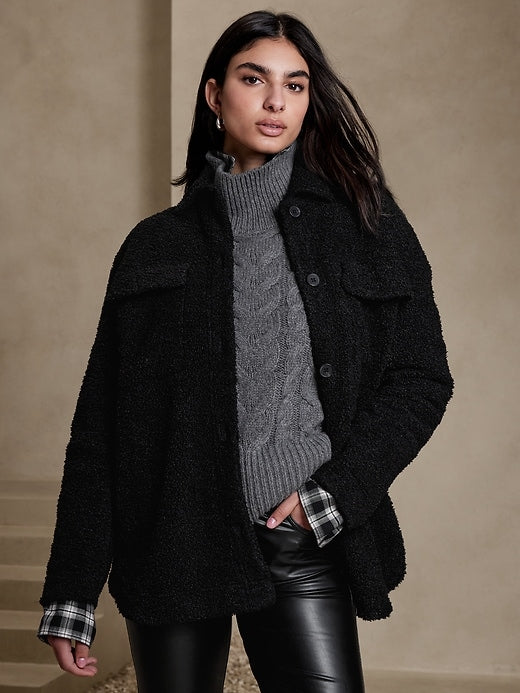 Banana Republic Factory Black Shearling Jacket - Small