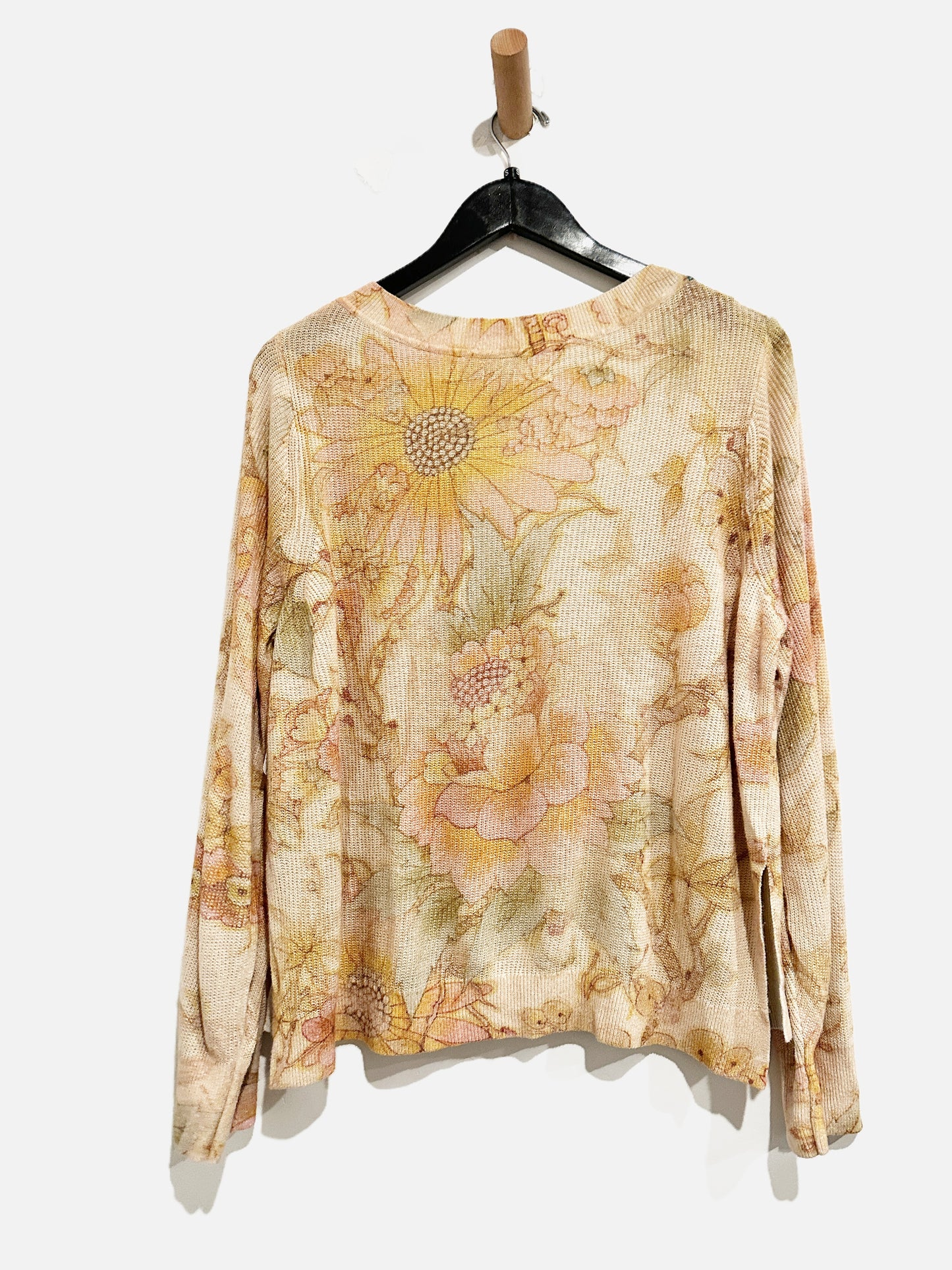 Anthropologie V Neck Floral Sweater - XL