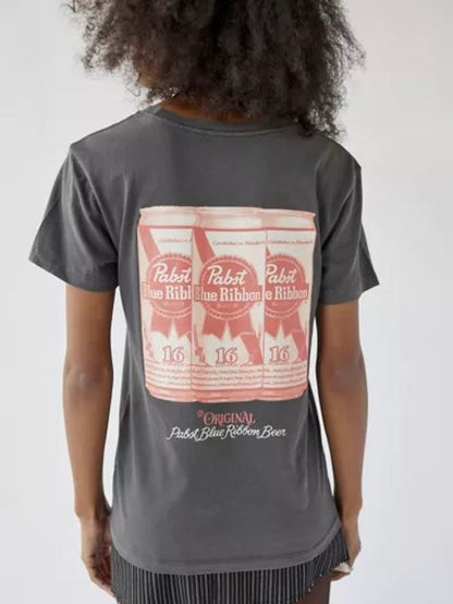 Pabst Blue Ribbon Gray Graphic Tee - Small