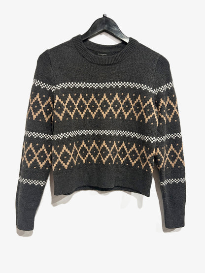 Banana Republic Fair Isle Pullover Sweater in Dark Charcoal - XS
