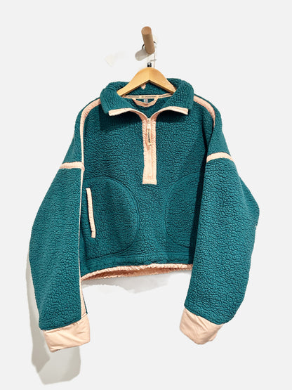 Free People Mountain High Green Fleece Quarter Zip - XS
