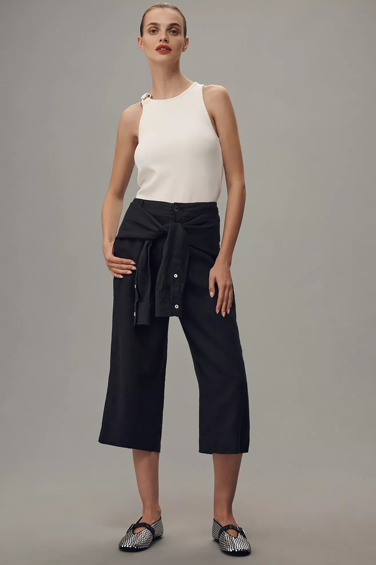 Anthropologie Pilcro Black Linen Tie Pants - 12