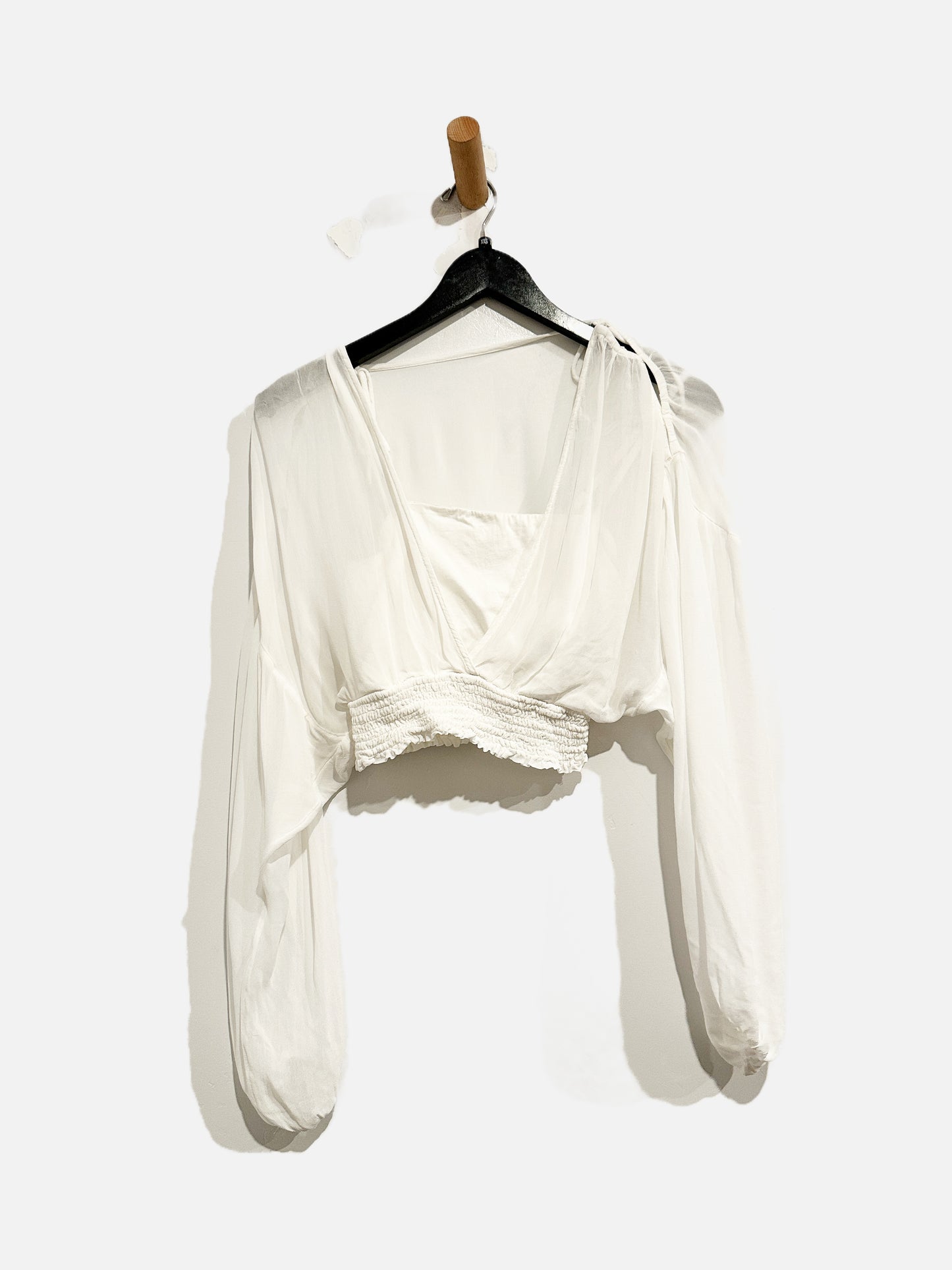 Anthropologie White Overlay LS Top - XXS