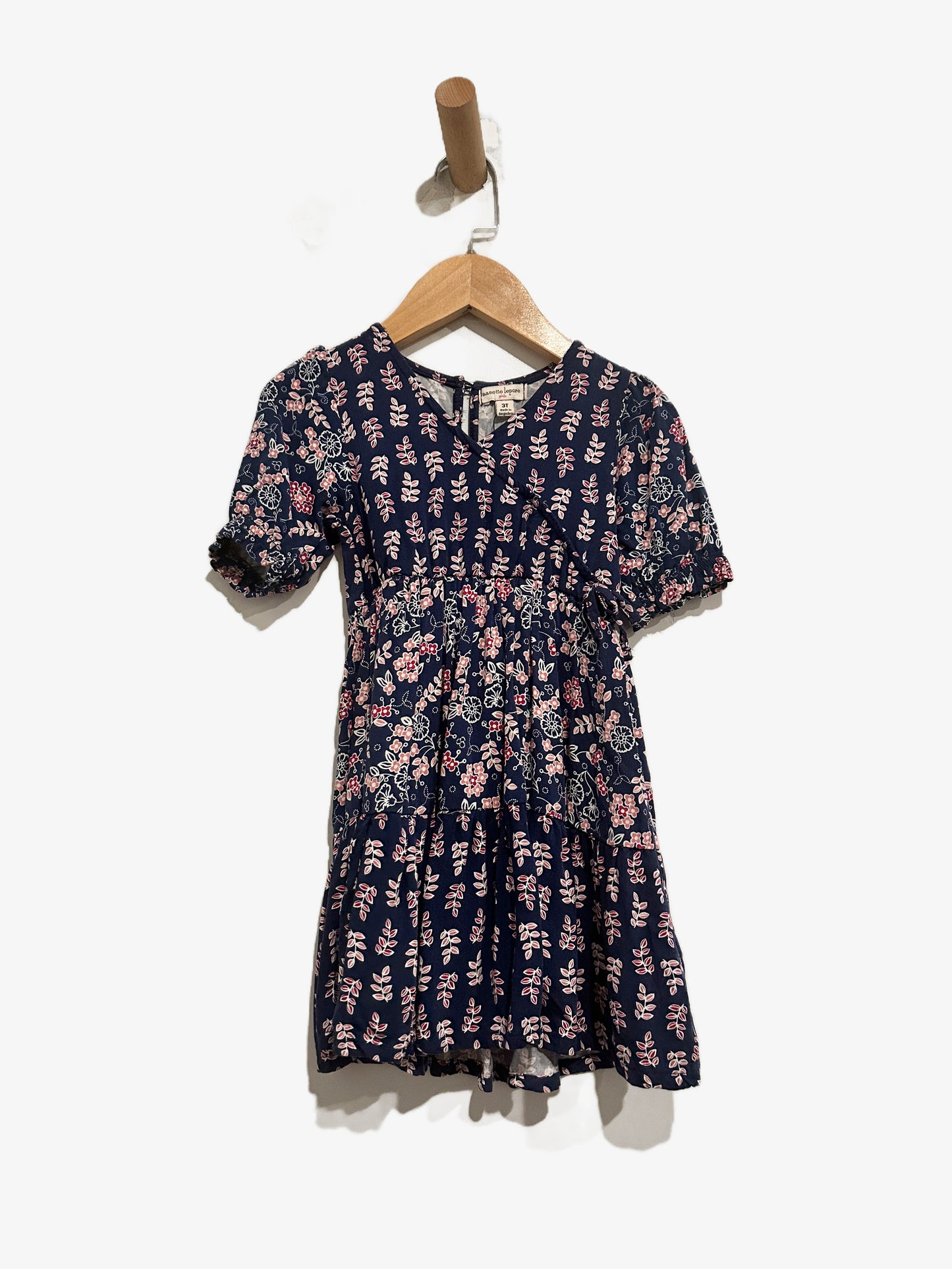 Nanette Lepore Girls Blue Floral Wrap Dress - 3T