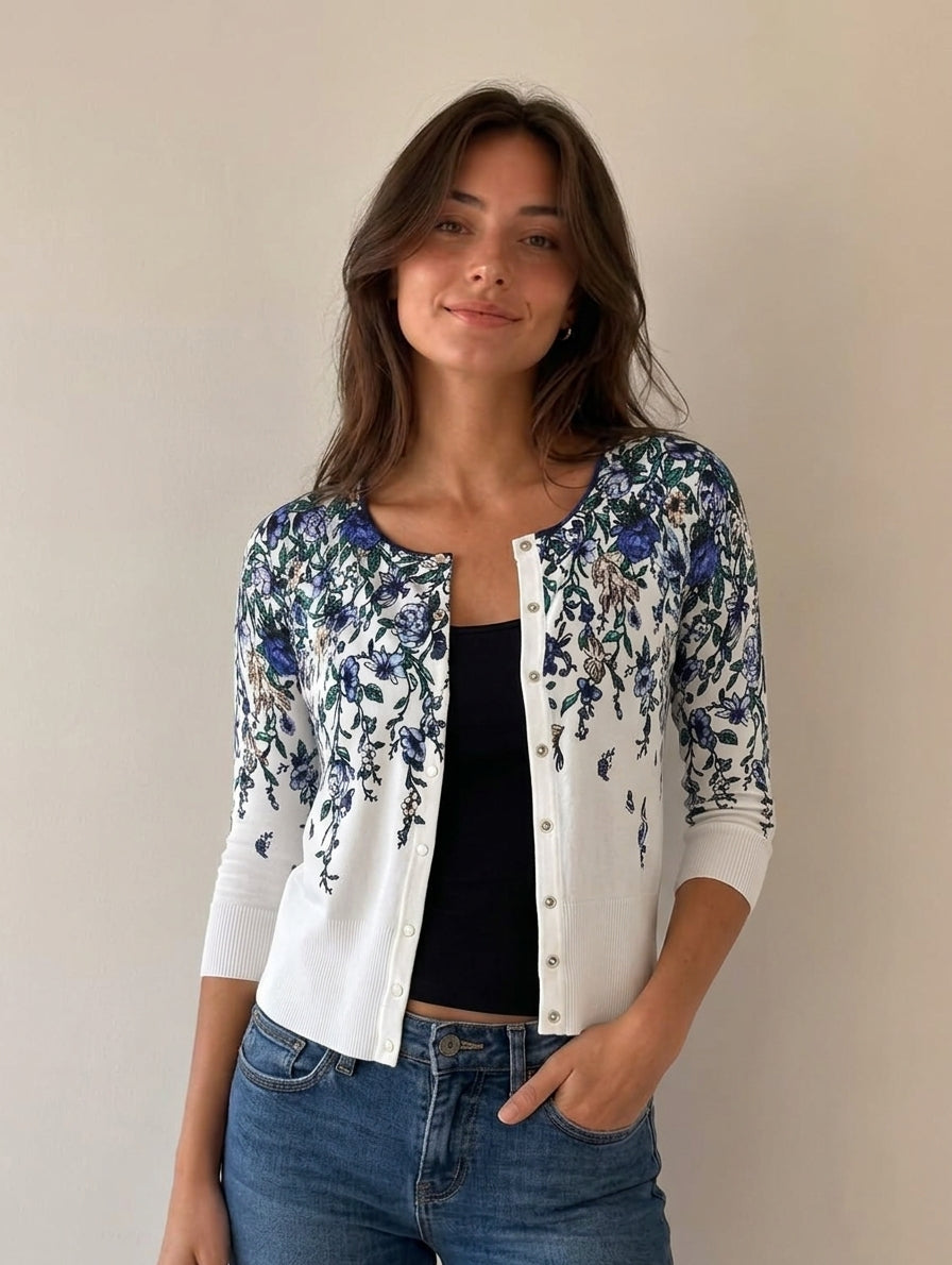 WHBM White Garden Party Cardigan - Medium
