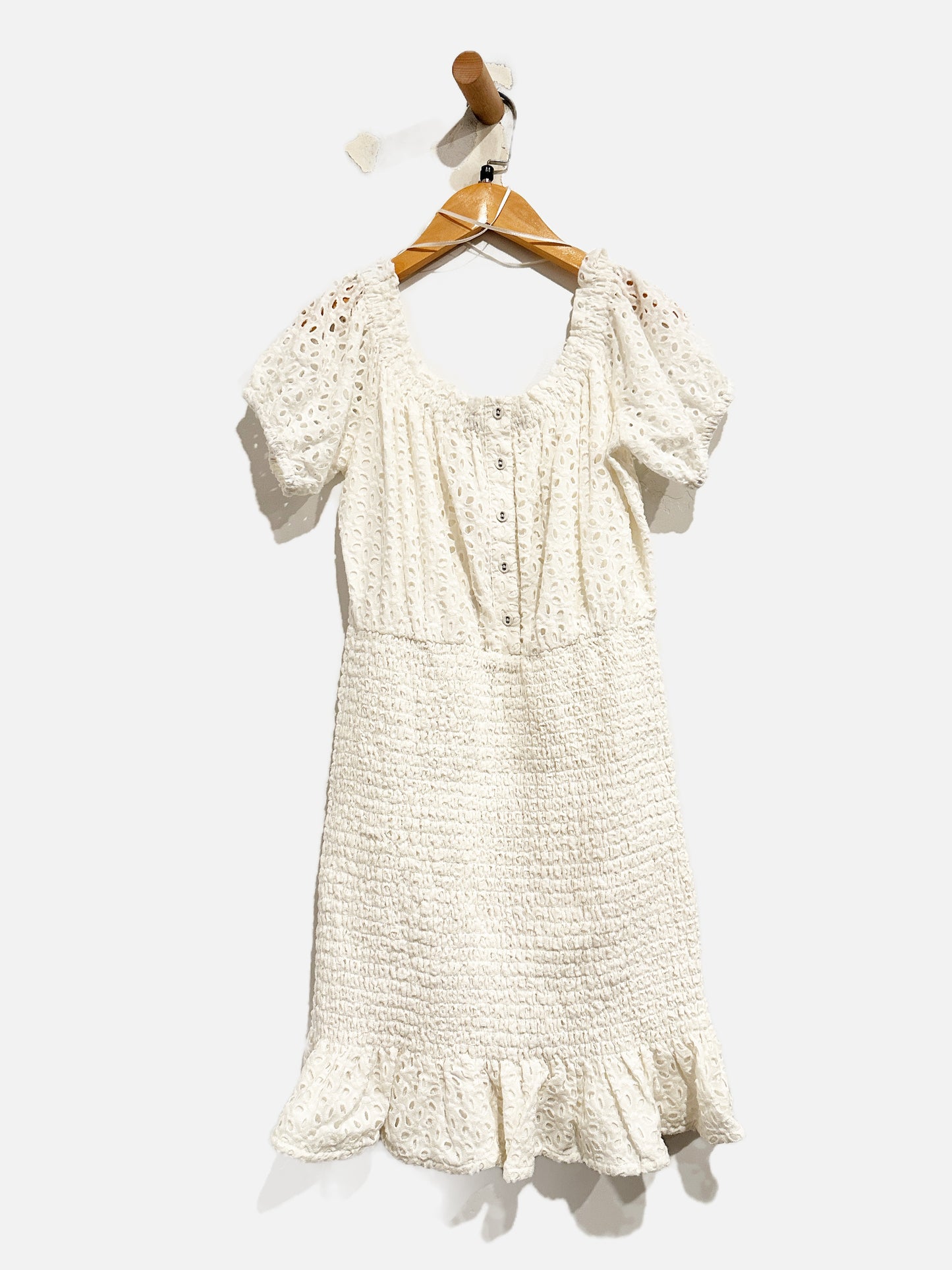 ASTR White Eyelet Mini Dress - Medium
