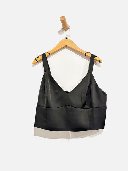NWT Gentle Fawn Gentle Fawn Gemma Black Satin Cropped Cami - Large