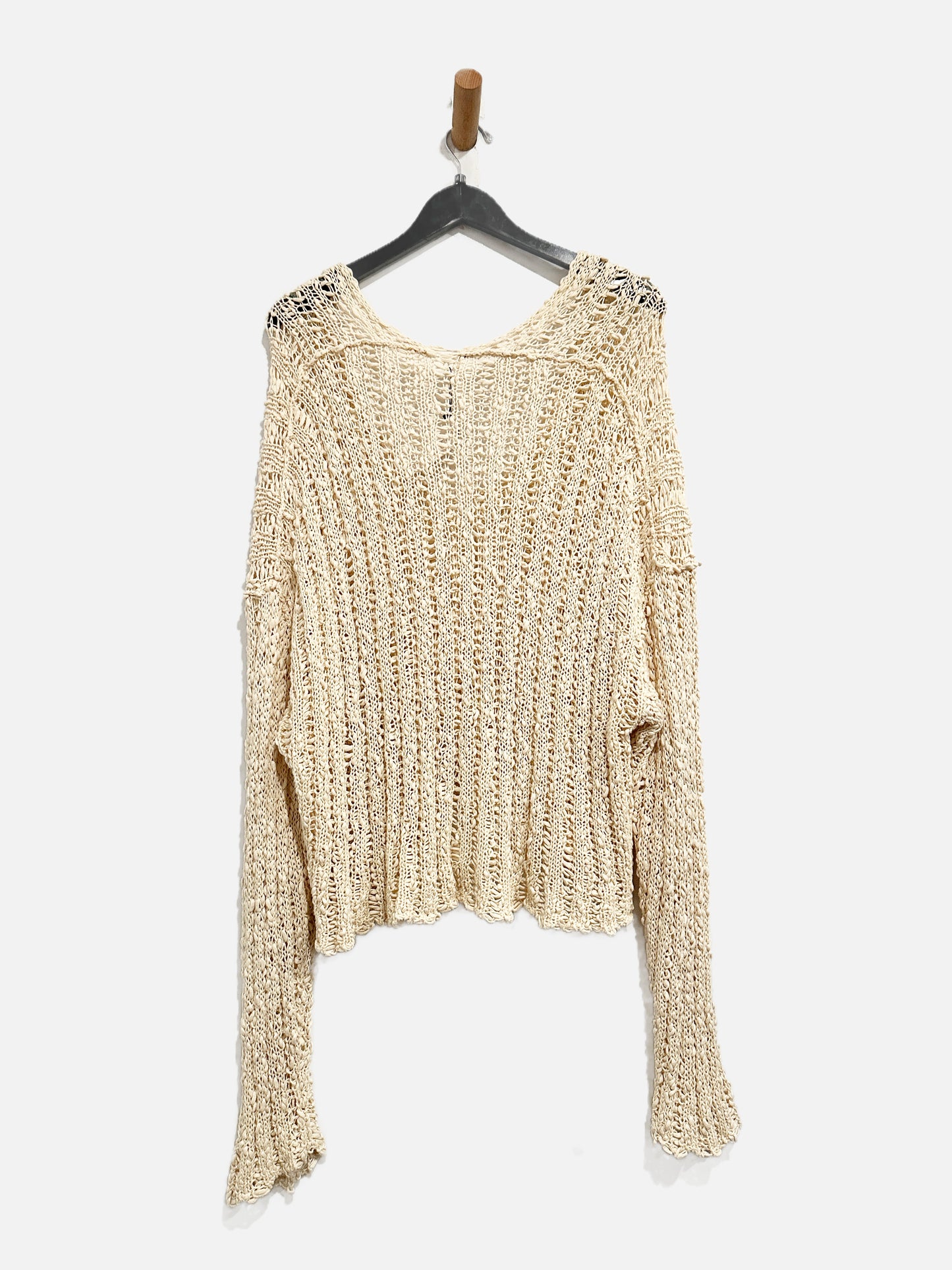 Free People Cream Open Knit Sweater - Medium