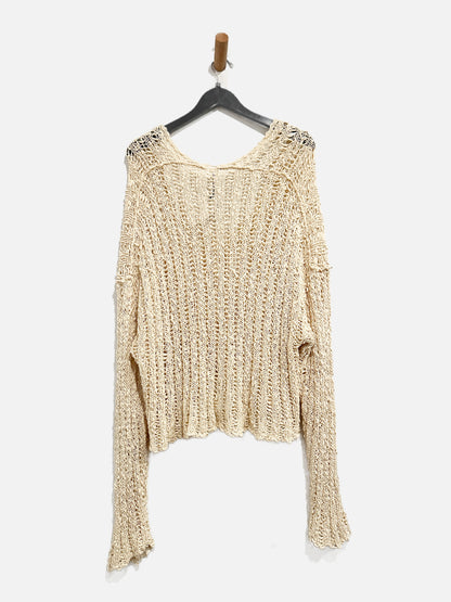 Free People Cream Open Knit Sweater - Medium