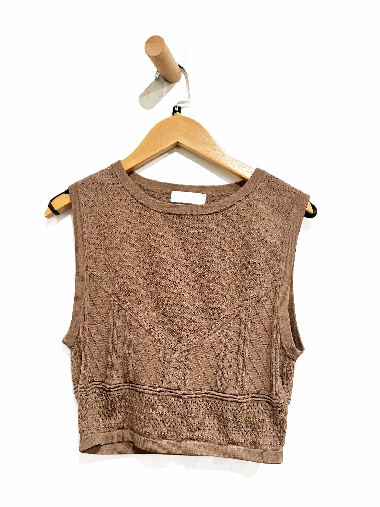 Babaton Pointelle Sweater Tank in Deep Taupe - Medium
