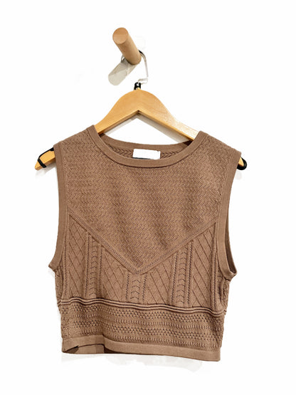 Babaton Pointelle Sweater Tank in Deep Taupe - Medium