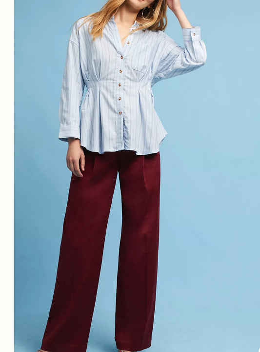 Anthropologie Maeve Blue Striped Button Down - 0