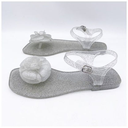 Play by Jeffrey Campbell Fleurisse Clear Glitter Sandals Size 8