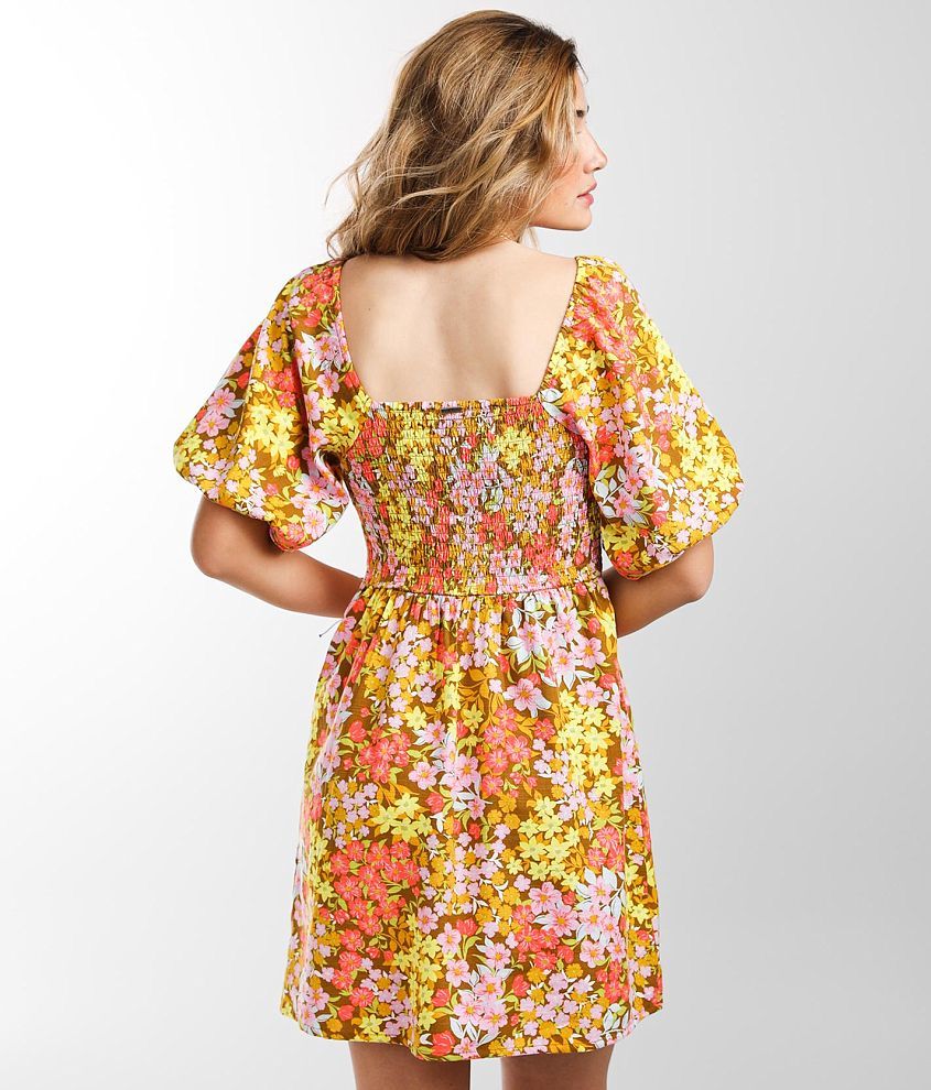 Billabong Paradise Floral Mini Dress in Moss - XS