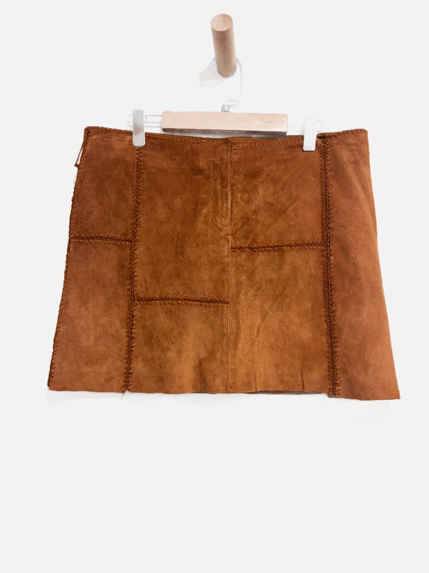 Bebe Vintage Brown Suede Pieced Mini Skirt - 6