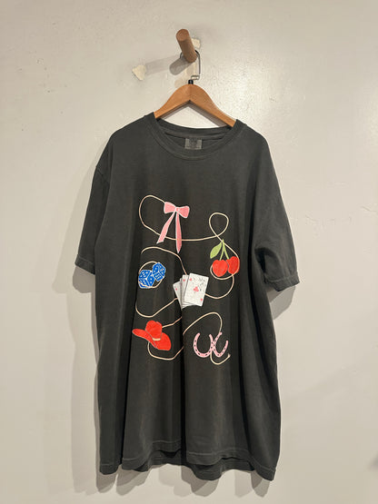 Comfort Colors Gray Bow Graphic Tee - Large