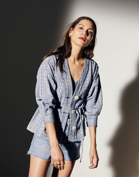 Madewell Blue and White Floral Shacket - Small