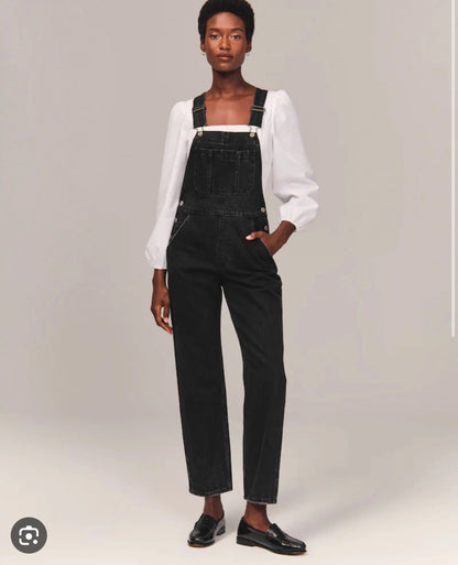 Abercrombie & Fitch Black Denim Overalls - Small
