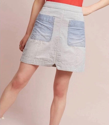 Anthropologie Pilcro Railroad Stripe Mini Skirt - 10