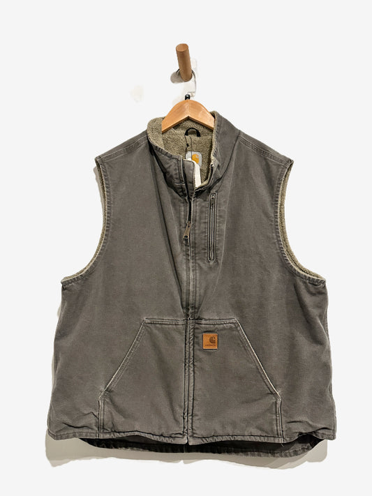 Carhartt V33 Sandstone Sherpa-Lined Mock-Neck Vest in Gravel - XL