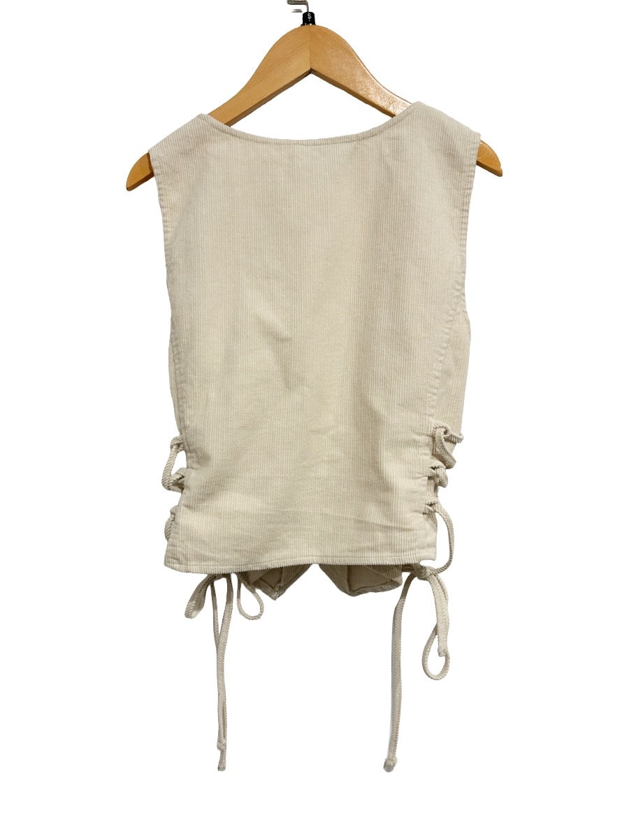 Willow + Root NWT Cream Corduroy Lace-Up Vest - Small