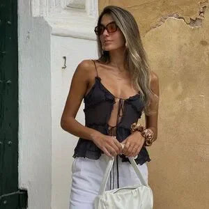 Zara Gray Ruffle Tie Front Tank - Medium