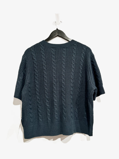 Lucky Brand NWT Short Sleeve Cable Cardigan in Midnight Navy - XL