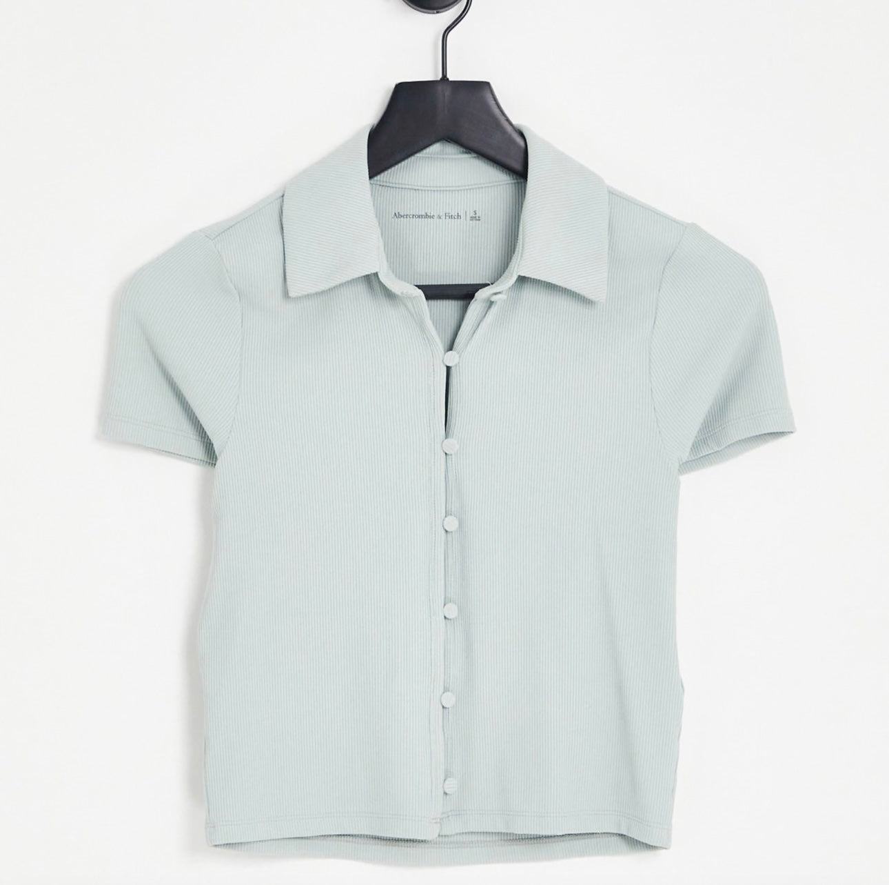 Abercrombie & Fitch Green Ribbed Button Down SS - Small