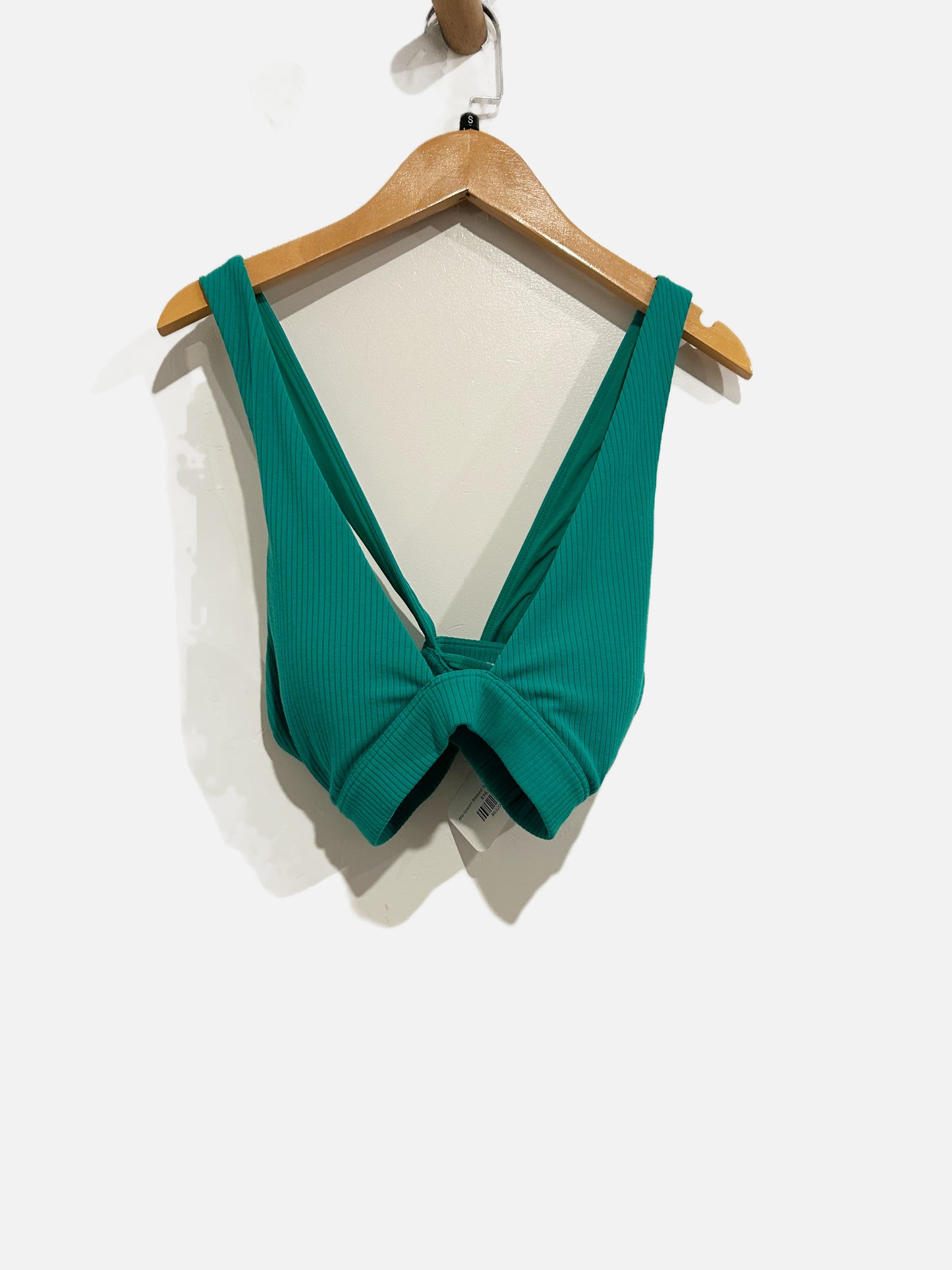alo Ribbed Destination Bra in Green Emerald - Small