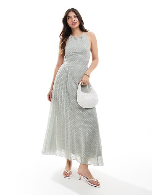 Asos NWT Green Swiss Dot Midi Dress - 8