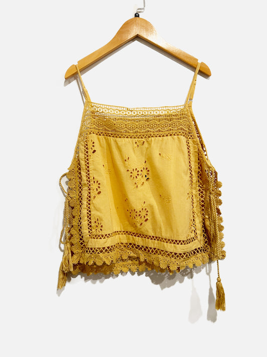 Free People Yellow Eyelet Tank - Medium