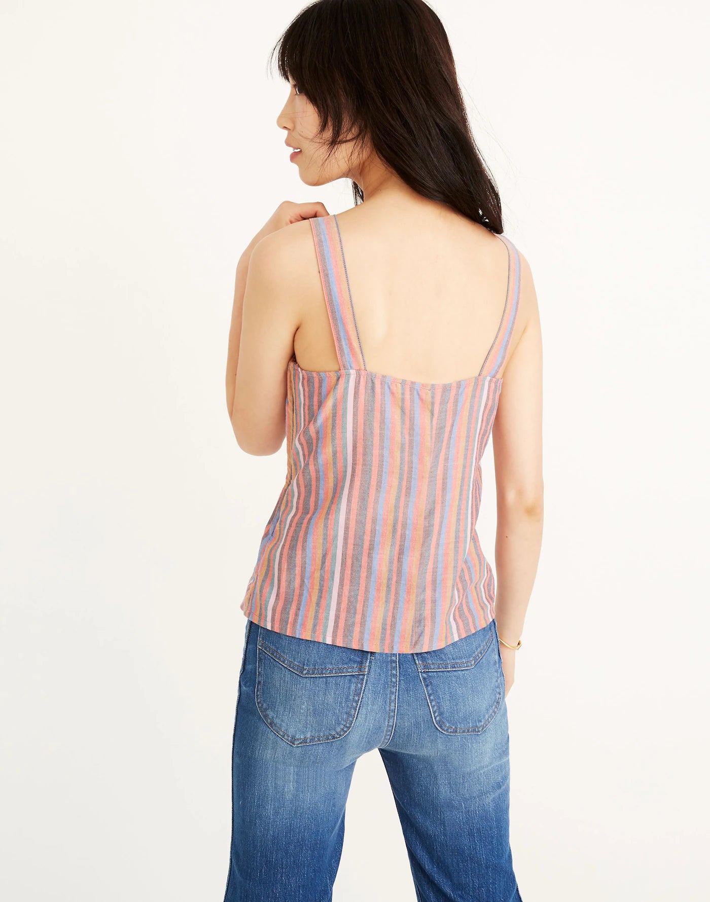 Madewell Pink Stripe Tie Front Tank - 2